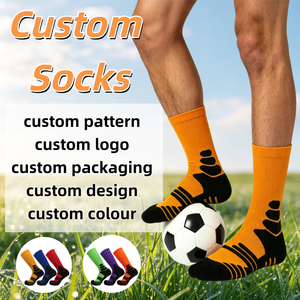 Chaussettes de sport en polyester imprimées avec logo personnalisé, talon contrastant, compression de la <span class=keywords><strong>voûte</strong></span> <span class=keywords><strong>plantaire</strong></span>, absorption des chocs, chaussettes d'entraînement - Product Image 1