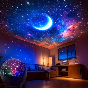 Lampada <span class=keywords><strong>di</strong></span> Proiezione Cielo Stellato con Effetto Aurora Boreale, Onde d'Acqua e <span class=keywords><strong>Stelle</strong></span> Rotanti, Piccola Sfera Magica Alimentata USB - Product Image 4