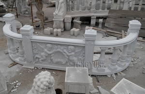 Popolari Statue in Rilievo di Angioletti in Pietra Scolpita, Balaustra in Marmo Bianco per Decorazioni Esterne - Product Image 5