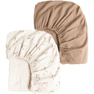 Paquete de 2 Sábanas de Algodón Natural Suaves y Transpirables para Colchón de Bebé 360 °   Sábanas Ajustables Estándar de Muselina para Cuna - Product Image 6