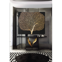 Grande œuvre d'art en relief personnalisée avec branches dorées, directement de l'usine, affiche de brindilles complexes de qualité supérieure, fournisseur pour hôtels de luxe