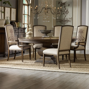 घर या होटल के उपयोग के लिए 6 कुर्सियों के साथ लक्जरी गोल लकड़ी खाने की मेज - Product Image 6