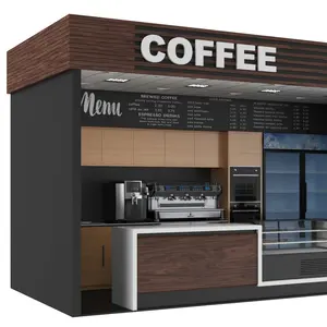 Özel 3d Max kahve dükkanı Kiosk tasarım ahşap açık Kiosk kahve dükkanı