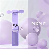Kipas Mini Lipat Portabel Kartun dengan Senter LED, Power Bank Tipe-C 4000mAh, Daya Tahan 4-16 Jam, Bilah Lembut, Sentuh untuk Menghentikan, Cocok untuk Perjalanan