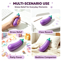 Grand Squishy Aubergine Géant Mignon Personnalisé en Gros, Modèle de Légume Simulé Amusant à Presser à la Main pour Cadeaux de Bienvenue et Lots de Cadeaux