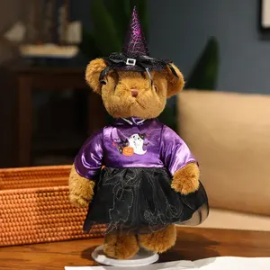 DL61062 Mehrfarbige Halloween-Dekoration Teddybär Plüsch Plüsch tier mit Halloween-Hut Kostüme Geschenk für Kinder