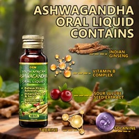 Liquide oral à l'ashwagandha pour soulager le stress et l'anxiété, améliorer l'humeur, stimuler l'énergie et la concentration, complément à base de vitamines du complexe B et d'herbes.