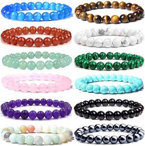 YL Europe <span class=keywords><strong>états</strong></span>-<span class=keywords><strong>unis</strong></span> à la mode cristal perlé Bracelet 8mm Rose pierre naturelle élastique corde géométrique nouveau Design - Product Image 5