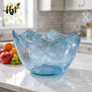 Handmade Blue Glass Vase Irregular Shape Modern Decorative Tabletop Vase for Floral Display - Product Image 3