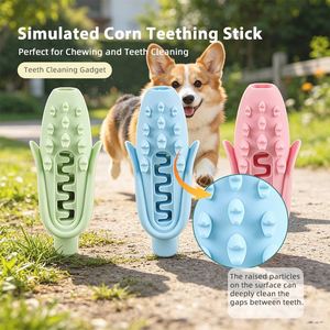 Jouet à mâcher pour chien en silicone de qualité alimentaire, mignon et durable, bâtonnet de dentition en forme de maïs pour le nettoyage des dents, utilisation intérieure/extérieure, jouet pour animaux de compagnie pour chiens - Product Image 3