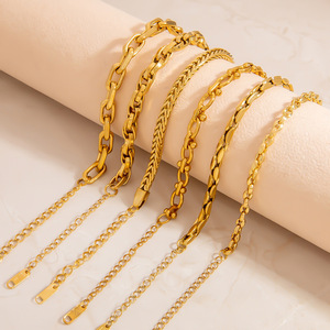 สร้อยข้อมือสแตนเลส18K ชุบทองห่วงโซ่เรขาคณิตเครื่องประดับ unisex - Product Image 1