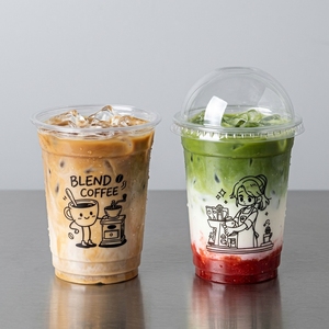 Gobelet à boisson en plastique PET PLA transparent imprimé sur mesure, forme ronde en U, jetable, pour thé à bulles ou café, avec couvercle bombé ou plat - Product Image 2