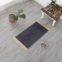 Tapis de prière musulman islamique moderne pour le Ramadan, en velours mat carré, en polyester, tufté, lavable, rembourré, fabriqué à la machine, pour la maison et les voyages