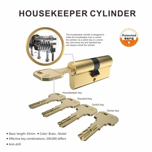 Jixin khách sạn cửa xi lanh khóa xi lanh đôi thiết bị cầm tay với <span class=keywords><strong>Master</strong></span> Key và 3 phím 60 mét Backset đơn xi lanh ổ khóa - Product Image 3