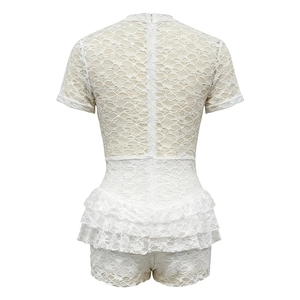 Moda Estate 2026: <span class=keywords><strong>Tuta</strong></span> e Pagliaccetto da Donna <span class=keywords><strong>in</strong></span> <span class=keywords><strong>Pizzo</strong></span> Sexy Unico di Alta Qualità con Maniche Corte - Collezione Boutique - Product Image 5