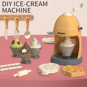 仿真DIY冰淇淋机玩具幼儿创意艺术橡皮泥套装12色造型粘土游戏面团