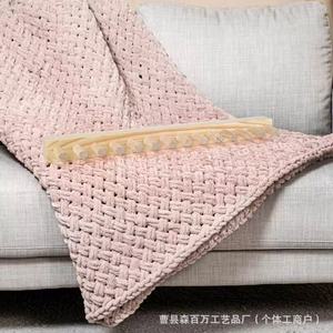 Wooden Hand Knitting Tool <b>Kit</b> For Towels Tapestries Single Head Yarn Short Ply Knitting <b>Diy</b> Home Decoration Natural Wood Color - Product Image 3