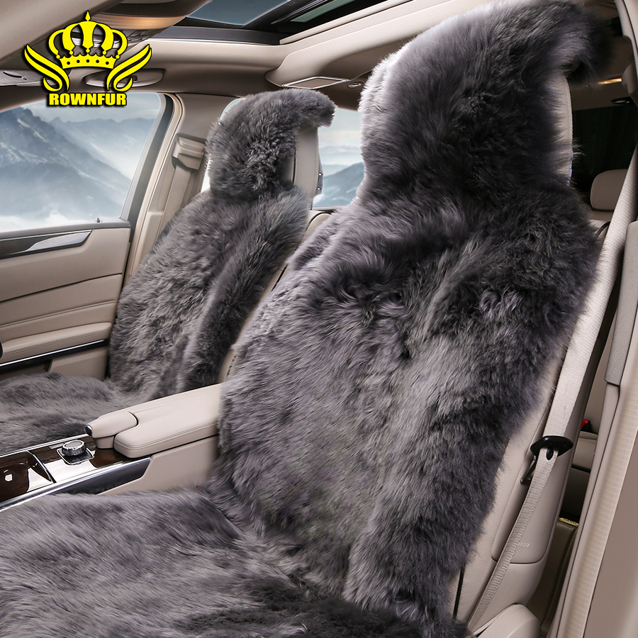 Зимние мягкие теплые чехлы из натуральной австралийской овечьей кожи для автомобильных сидений, роскошные длинные шерстяные Чехлы для передних сидений, комплект подходит для большинства грузовиков, внедорожников