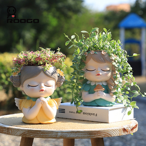 Chậu hoa hình cô gái có cánh bằng nhựa, chậu gốm dễ thương, thân thiện với môi trường, có lỗ thoát nước, chậu vui nhộn dành cho vườn và chậu trồng cây - Product Image 1