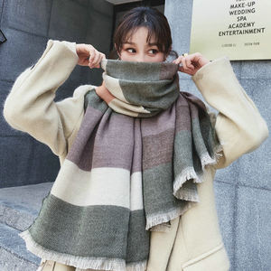 Écharpe en laine, glands châle de salle Air-conditionné, en treillis coréen <span class=keywords><strong>du</strong></span> <span class=keywords><strong>sud</strong></span>, automne et hiver en cachemire, image de femme, couleur unie - Product Image 2