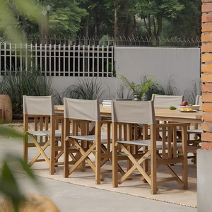 Silla de Director Plegable de Madera Maciza con Lona, Estilo Artístico Retro y Nostálgico, Muebles de Exterior para Patio, Camping, Portátil - Product Image 4