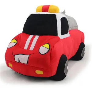 红色汽车可爱促销圣诞定制毛绒玩具蓬松汽车造型玩具毛绒汽车