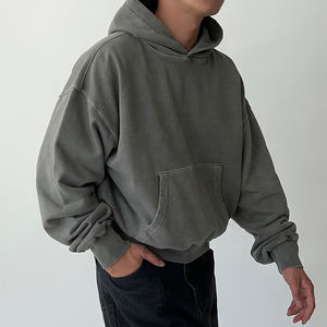 Felpa Corta con Cappuccio Marrone OEM da <span class=keywords><strong>Uomo</strong></span>, Nuova Collezione Primavera-Autunno, Stile Retrò, Taglio Corto e Squadrato - Product Image 5