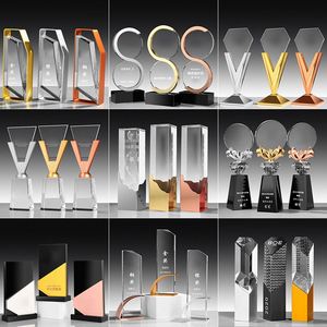 Handmade Custom Logo <b>Plaque</b> Crystal Columm <b>Trophy</b> Glass Award <b>Trophies</b> - Product Image 2