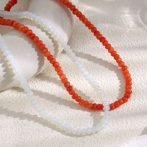 طقم قلادة مطرز بالخرز من الحجر الطبيعي من Dreamidea-سلاسل أحجار كريمة بالأوجه برتقالية وبرتقالية - Product Image 5