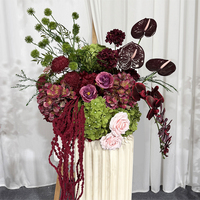 Fleurs artificielles mixtes réalistes rouge vif et vert pour la décoration de mariage et de rentrée scolaire
