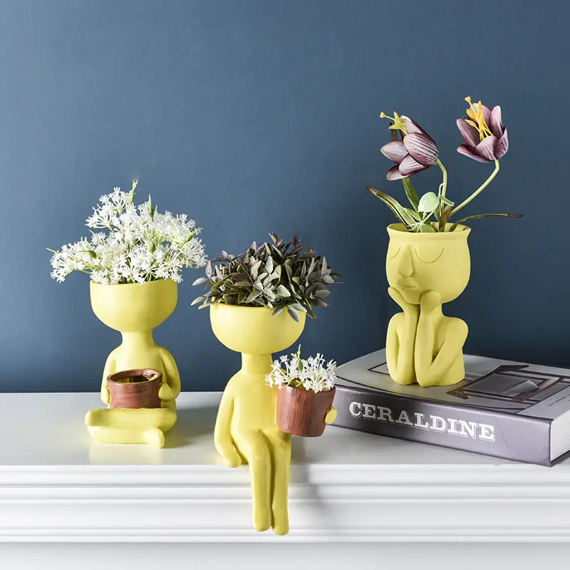 Artista nordico home craft decorazione fiore succulente piante da interno all'aperto figura astratta all'ingrosso vaso di fiori