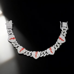 New Hot Selling Simple Design Heart Shape Chain Bracelet Street Hiphop Style Men's Alloy Chain Bracelet Wholesale Jewelry Trendy - Product Image 2