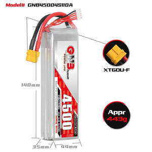 For GNB 4500mah 4S 14.8V 110C 220C XT60 RC LiPo <b>Battery</b> Car Boat Hobbies Arrma RTR Redcat Racing Monster 300 Cycles - Product Image 3