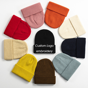 Custom Logo Winter <b>Beanie</b> <b>Hat</b> High Quality 100% Acrylic Warm Knitted Plain Dyed - Product Image 1