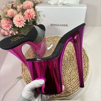 Sepatu dansa wanita tinggi 20CM sepatu Platform bening transparan tari eksotis sepatu hak pengupas