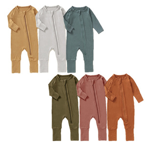Ropa de Bebé al por Mayor, Pijama de Jersey Sólido con Cierre para Bebés, Mameluco de Bambú para Bebés - Product Image 1