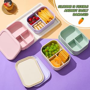 กล่องข้าวซิลิโคนเกรดอาหารสำหรับเด็กแบบสามช่อง ขายดี - Product Image 4