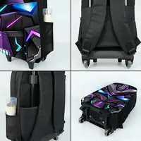 Ensemble de sacs à dos à roulettes pour enfants avec motif robots mécaniques, boîte à lunch et trousse à crayons, pour filles/garçons