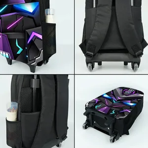 Ensemble de sacs à dos à roulettes pour <span class=keywords><strong>enfants</strong></span> avec motif robots mécaniques, boîte à lunch et trousse à crayons, pour filles/garçons - Product Image 3