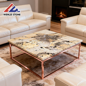 Losa de Mármol Blanco Platino Natural Wenlei de Lujo con Vetas Doradas y Negras, Altamente Translúcida, para Uso <span class=keywords><strong>en</strong></span> Interiores de Cocinas de Villas - Product Image 5