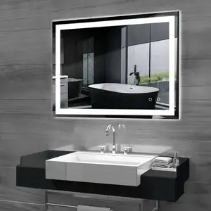 Espelho de led inteligente iluminado, tela de toque do banheiro, espelho led