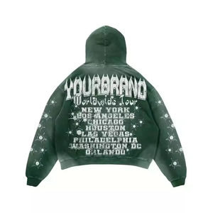 Conjunto de pantalones de chándal y Sudadera con capucha de retazos desgastados para hombre, chándal Vintage lavado con ácido personalizado, ropa de calle - Product Image 3