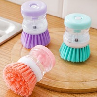 Brosse à vaisselle pour pot de lavage de cuisine avec distributeur Remplissage de liquide en pressant Ne blesse pas la casserole Brosses de nettoyage automatique 1 pièce
