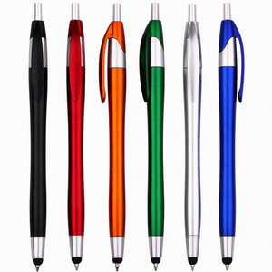 Für Pen 2 1 Touch Einziehbarer Kugelschreiber aus Kunststoff mit Individueller Farbe und Logo UV-Druck Schwarze/Blaue Tinte für Büro und Studenten - Product Image 1
