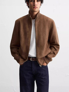 Giacca Bomber da Uomo 100% Poliestere Slim Fit Streetwear Autunnale con Zip Collo Alto Antivento Stampa a Rilievo - Product Image 1