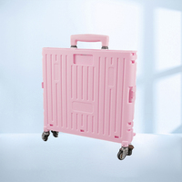 Chariot de transport portable pliable en plastique avec logo personnalisé, 4 roues en acier, pour bagages, voitures, pique-nique et camping