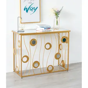 Modern Luxury Hallway Table Mesas De Entrance Home Furniture Metal Frame Console Table With Mirror