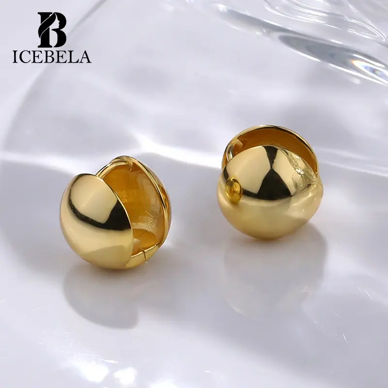 Minimalista 925 Plata de Ley 18K chapado en oro pequeñas bolas redondas pendientes hebilla en forma de bola Huggie pendientes de aro para mujer