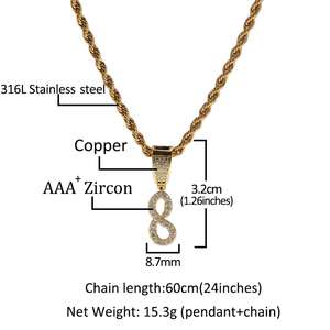 UWIN-Colgante con letras curvas para hombre, joyería creativa con dijes de CZ, chapado <span class=keywords><strong>en</strong></span> oro y plata, regalo personalizado de cobre - Product Image 6
