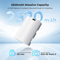 Batería de Repuesto Recargable K&F Concept de 2520mAh con Carga Rápida Tipo-C LP-E6P para Cámaras Canon EOS R5 Mark II, C50, R6V, R6